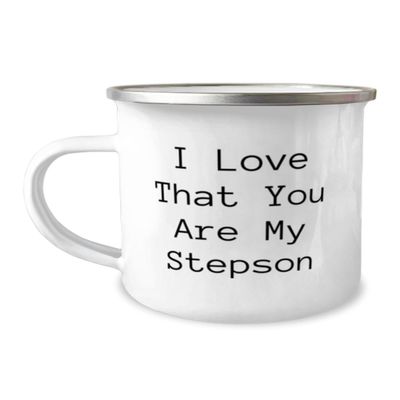 I Love That You Are My Stepson 12oz Camping Mug, Stepson Present From Father, Inspirational For Son