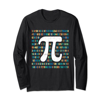 3.14 Pi Symbol Happy Pi Day Retro Math Fan Teacher Students Long Sleeve T-Shirt