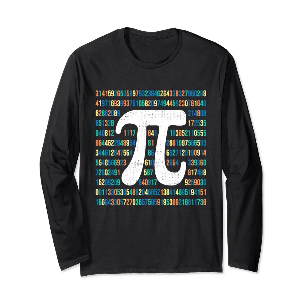 3.14 Pi Symbol Happy Pi Day Retro Math Fan Teacher Students Long Sleeve T-Shirt