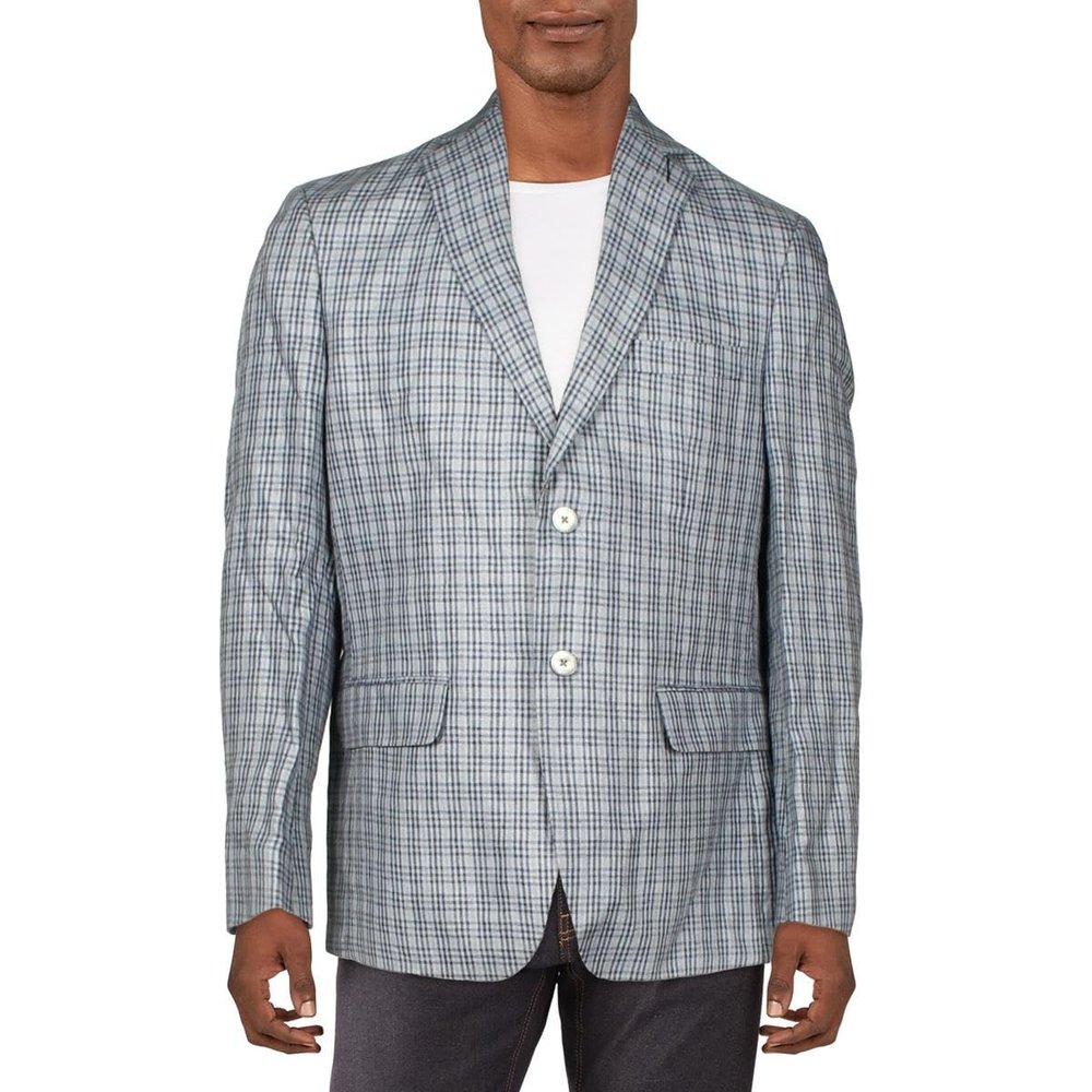 Lauren Ralph Lauren Mens Linen Plaid Sportcoat Blue 38R