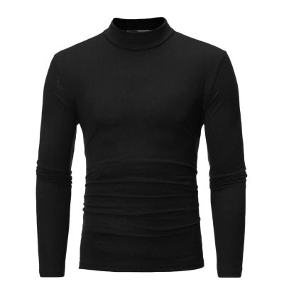 Mens T Shirt Long Sleeve Basic Mock Turtleneck Slim Fit Undershirt Pullover Casual Lightweight Thermal Pullover Tops Black, Small