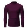 amaon Official Mens T Shirt Long Sleeve Basic Mock Turtleneck Slim Fit Undershirt Pullover Casual Lightweight Thermal Pullover Tops Wine view 1