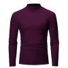 amaon Official Mens T Shirt Long Sleeve Basic Mock Turtleneck Slim Fit Undershirt Pullover Casual Lightweight Thermal Pullover Tops Wine view 2