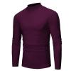 amaon Official Mens T Shirt Long Sleeve Basic Mock Turtleneck Slim Fit Undershirt Pullover Casual Lightweight Thermal Pullover Tops Wine view 3
