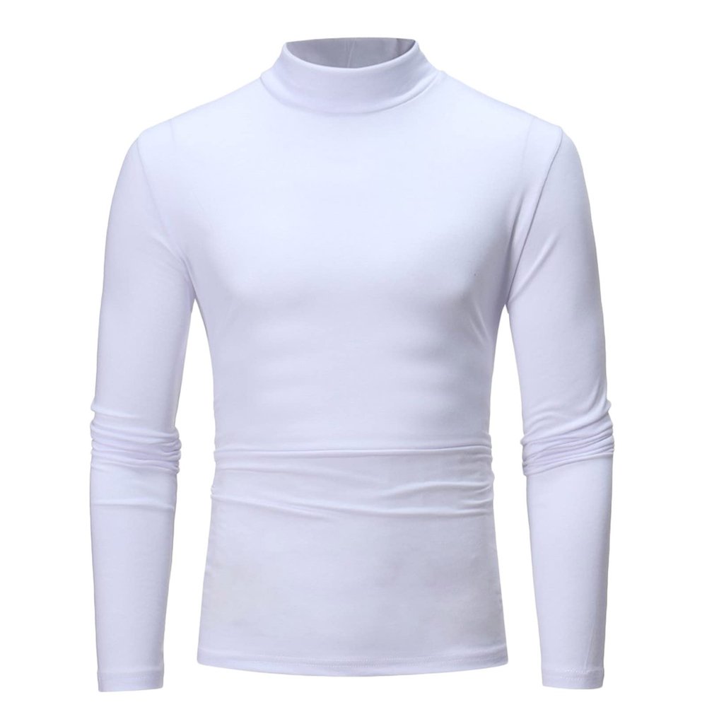 Discount pallets amaon Mens T Shirt Long Sleeve Basic Mock Turtleneck Slim Fit Undershirt Pullover Casual Lightweight Thermal Pullover Tops White