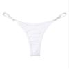 Hularka Women's Thong Bikini Bottoms Shiny Metallic High Waist T-Back Bathing Suits Bottoms White Medium view 4