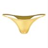 Hularka Women's Thong Bikini Bottoms Shiny Metallic High Waist T-Back Bathing Suits Bottoms Gold Medium view 1