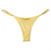 Hularka Women's Thong Bikini Bottoms Shiny Metallic High Waist T-Back Bathing Suits Bottoms Gold Medium view 4