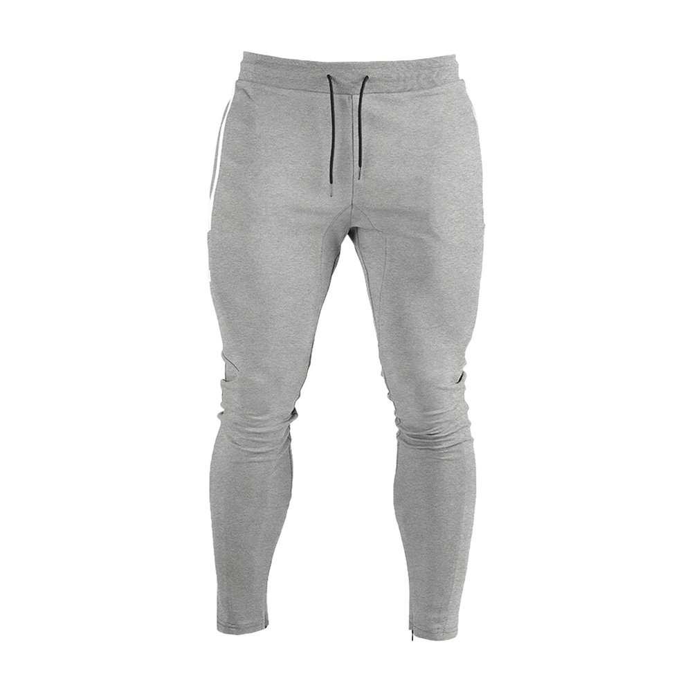 Maiyifu-GJ Men's Slim Joggers Sweatpants Casual Athletic Sweatpants with Zipper Pockets Drawstring Elastic Waist Trousers (Light Grey,XX-Large)