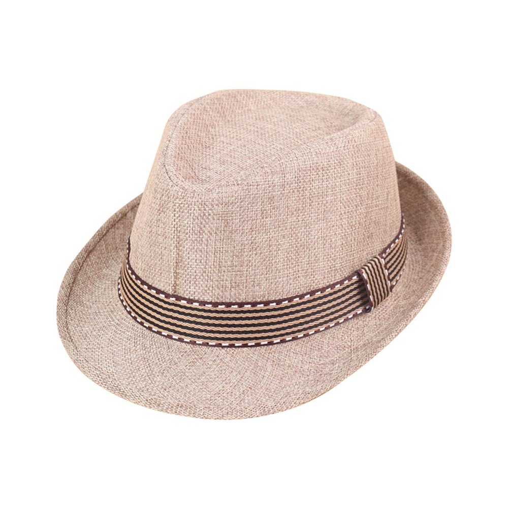 NineFit Basics Infant Boy Short Brim traw Hats Braided Sunshade Sun rotection Beach Hat Baby Boys Summer UPF (Khaki-B, One Size)