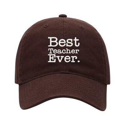 Baseball Cap Men Women Best Teacher Ever Embroidered Unisex Classic Adjustable Strapback Dad Hat (7 1/2,Brown)
