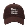 Baseball Cap Men Women Best Teacher Ever Embroidered Unisex Classic Adjustable Strapback Dad Hat (7 1/2,Brown) view 1