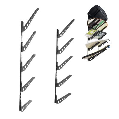 HIKULA 5 Board Surf Rack Wall Mount for Surfboard, Wakeboard, Snowboard Storage Adjustable Wall Hangers Boards Display, Black