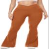 UEU Flare Leggings for Women V Crossover High Waisted Yoga Pants Tummy Control Bootcut Wide Leg, 31" Inseam, Rust Medium view 2