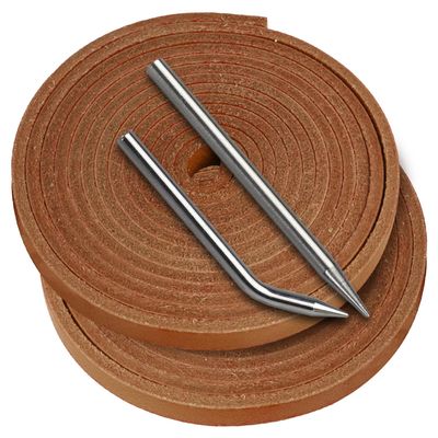 Baseball Glove Lace, Mitt Lace Repair Kit Softball 2 Leather Laces and 2 Lacing Needles for Catcher's Glove (Tan)
