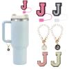 6PCS Stanley Cup Letter Charm Accessories, Silicone Straw Cover Cap Toppers, Adhesive Chenille Letters Patch Sticke for Stanley 30 40 Oz Tumblers Handle Decor J view 1