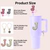 6PCS Stanley Cup Letter Charm Accessories, Silicone Straw Cover Cap Toppers, Adhesive Chenille Letters Patch Sticke for Stanley 30 40 Oz Tumblers Handle Decor J view 2