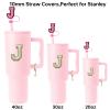6PCS Stanley Cup Letter Charm Accessories, Silicone Straw Cover Cap Toppers, Adhesive Chenille Letters Patch Sticke for Stanley 30 40 Oz Tumblers Handle Decor J view 3