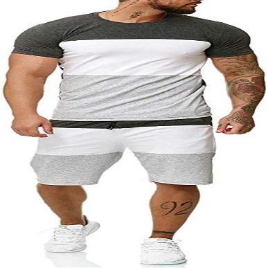 Mens Short Sets 2 Piece Outfits Summer Casual Muscle Gym Workout Athletic T Shirt Beach Vacation Outfits for Men (Y-dark Gray,XX-Large)