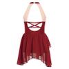 JEATHA Girls Figure Ice Skating Dress Leotard Sleeveless Mock Neck Rhinestones Splice Sheer Mesh Dance Costume Burgundy 8 Years view 3