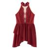 JEATHA Girls Figure Ice Skating Dress Leotard Sleeveless Mock Neck Rhinestones Splice Sheer Mesh Dance Costume Burgundy 8 Years view 4