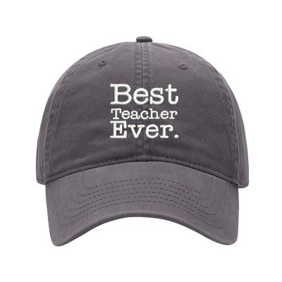 Baseball Cap Men Women Best Teacher Ever Embroidered Unisex Classic Adjustable Strapback Dad Hat (7 1/2,Grey)