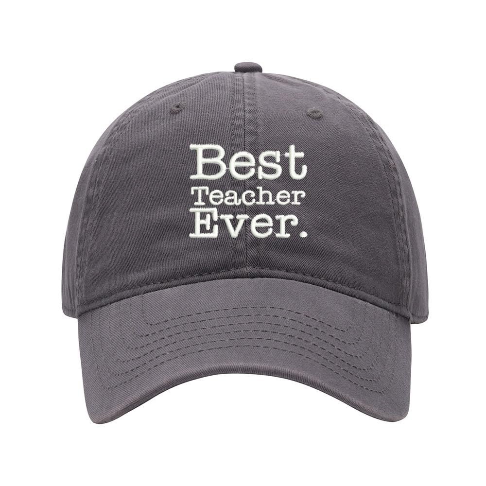 Baseball Cap Men Women Best Teacher Ever Embroidered Unisex Classic Adjustable Strapback Dad Hat (7 1/2,Grey)