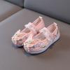 Ikevan Baby Girls Elegant Shoes Girls Flat Bottomed Embroidered Sandals Fashion Antique Children Children Embroidered Shoes (zc-Pink, 13.5 Little Child) view 2