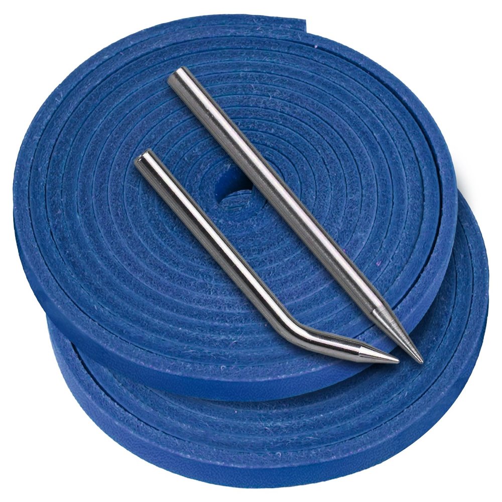 Baseball Glove Lace, Mitt Lace Repair Kit Softball 2 Leather Laces and 2 Lacing Needles for Catcher's Glove (Blue)