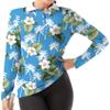 GGOV Women's Golf Polo Shirts Long Sleeve Workout Tops UPF 50+ Sun Protection Quick Dry Lightweight Active Tennis Shirts Blue Flowers view 1