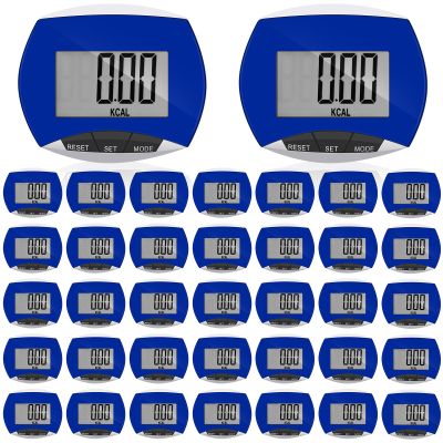 Weewooday Pedometer for Walking Steps and Miles Simple Pedometer Clip on with Large Digital Display Portable LCD Step Counter Bulk Gift for Women Men Adults(Blue,32 Pcs)