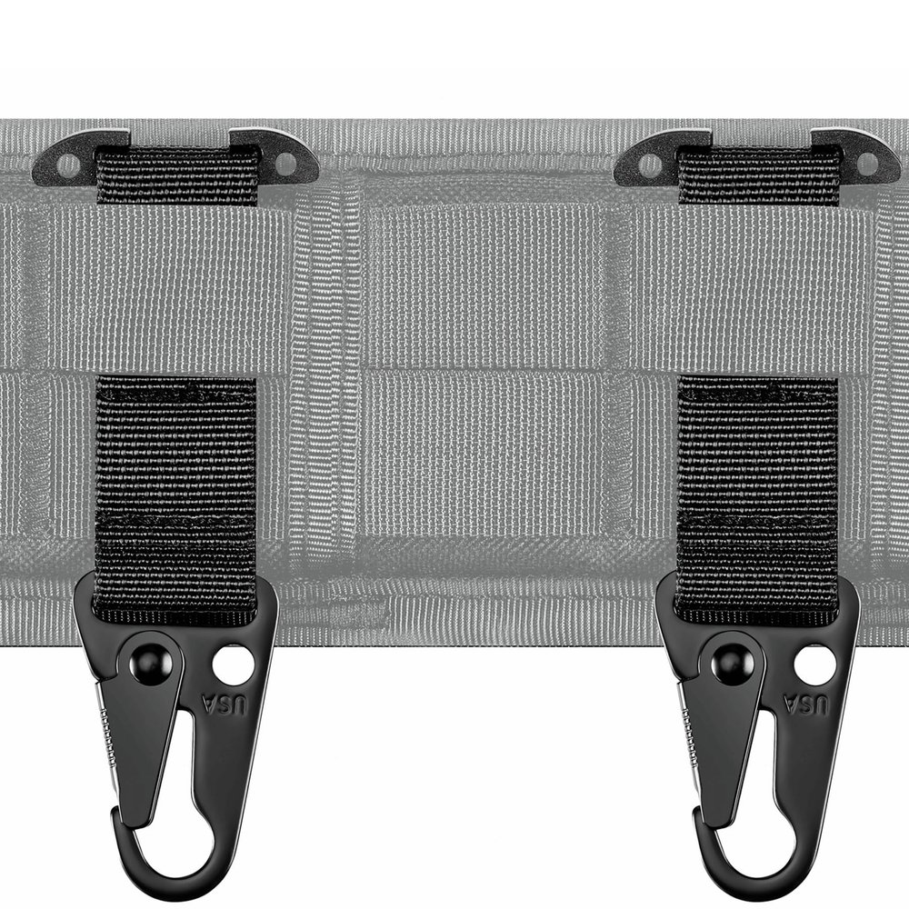 TEHOKARM Tactical Belt Mount T-Mount Clip Bag Hook Hanging Carabiner, MOLLE Webbing Belt Clip (Black 2PCS)