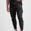 Mens Casual Joggers Pants with Zipper Pockets Multi-Pocket Drawstring Sweatpants Workout Running Cargo Trousers (Black,Medium) view 3