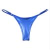 Hularka Women's Thong Bikini Bottoms Shiny Metallic High Waist T-Back Bathing Suits Bottoms Blue Small view 4