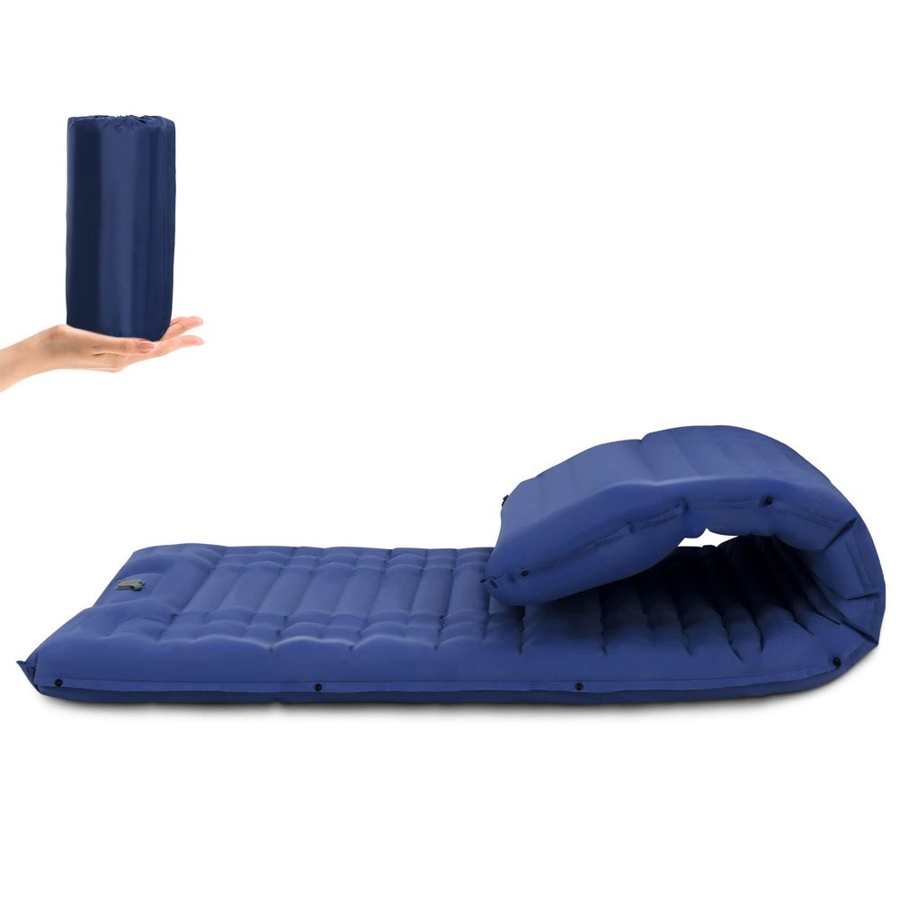 Lorpect Inflatable Camping Sleeping Pad with Pillow, Thick 4.5 Inch Portable Sleeping Pad, Lightweight Sleeping Mat for Camping, Backpacking, Hiking