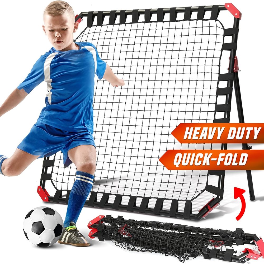 Soccer Rebound Net - Skill Training Gifts, Aids & Equipment for Kids & Teens | Portable Kick-Back Rebounder, Football Team Exercises & Solo Practice