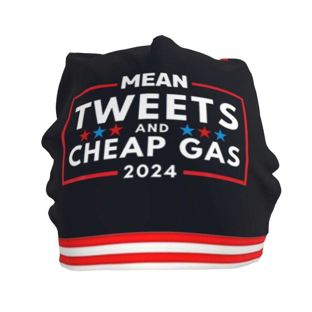 Beanie,Vintage Mean Tweets and Cheap Gas Funny 2024 Beanie Hat Women Slouchy Hat Men Knit Skull Cap Hedging Cap Black