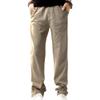 Maiyifu-GJ Cotton Linen Joggers Pants for Men Summer Casual Drawstring Sweatpants Loose Fit Running Workout Trousers (Khaki,Large) view 1