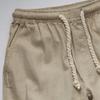 Maiyifu-GJ Cotton Linen Joggers Pants for Men Summer Casual Drawstring Sweatpants Loose Fit Running Workout Trousers (Khaki,Large) view 4