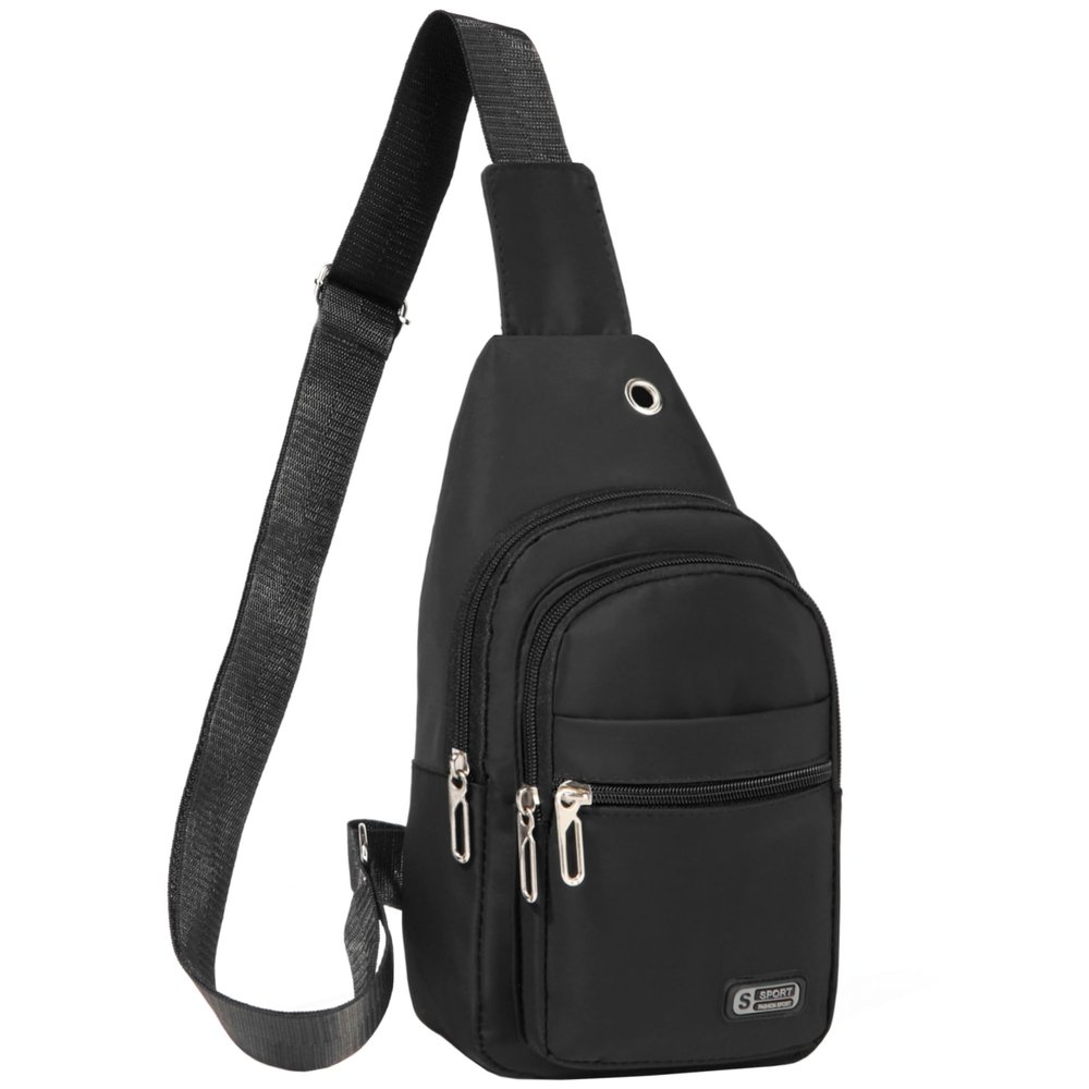 Banelu Small Sling Backpack Crossbody Sling Bag for Men Women, Chest Bag Daypack Fanny Pack Cross Body Bag for Outdoors Hiking Traveling - Black