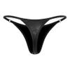 Moily Women Low Rise Thong G-String Shiny Metallic Panties T-Back Tanga Underwear Bikini Rave Briefs Black Medium view 3