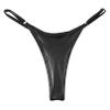 Moily Women Low Rise Thong G-String Shiny Metallic Panties T-Back Tanga Underwear Bikini Rave Briefs Black Medium view 4