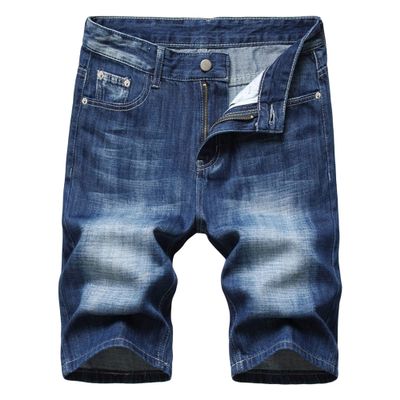 Mens Vintage Ripped Denim Shorts Mid Waist Moto Biker Straight Jeans Shorts Washed Distressed Street Short Jeans (Blue1,38)