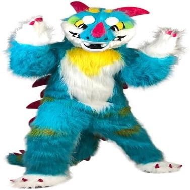 Blue Dragon Monster Mascot Costume Adult Size for Men & Women with Built-in Fan Inside the Head