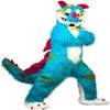 Blue Dragon Monster Mascot Costume Adult Size for Men & Women with Built-in Fan Inside the Head view 2