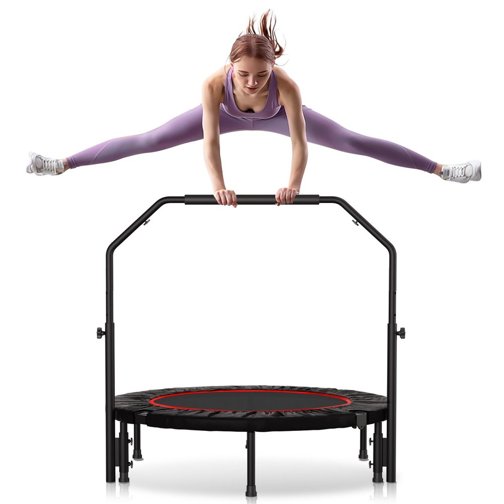 Amzmoon 40 inch Rebounder for Adult,450 LBS Fitness Mini Rebounder with Adjustable Foam Handle,Foldable Exercise Rebounder for Indoor Workout