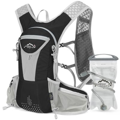IX INOXTO Hydration Pack Backpack, Lightweight Water Backpack with 2L Hydration Bladder Daypack for Men Women,Running Hydration Vest for Trail Running Hiking Cycling Race Climbing (Black Grey - 2L)