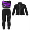 Jhaoyu Kids Girls Skating Training Costume Sparkle Figure Skating Jacket Crop Tops with Leggings Sports Activewear Purple&Black 6 Years view 1