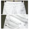 Mens Classic Fit Ripped Jean Shorts Distressed Casual Denim Shorts with Pocket Summer Punk Straight Denim Shorts (White,28) view 3