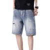 JEsilunmaMY Men's Slim Fit Holes Denim Shorts Summer Casual Loose Ripped Short Jeans Distressed Baggy Biker Jeans Shorts (Blue,32) view 1